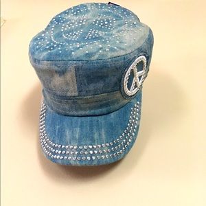 ☮️🧢 Denim Fashion Cap With Rhinestones